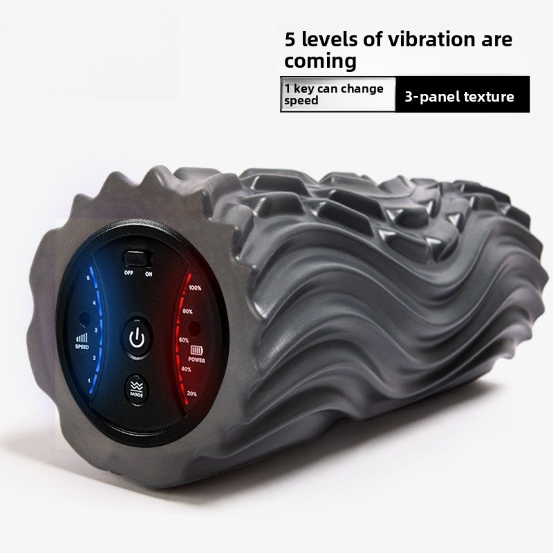 Yoga Fitness Gear - Yoga-Säule Yoga-Ausrüstung Elektrische Schaumstoffrolle 5-Gang-Vibrationsmassage Gewellte