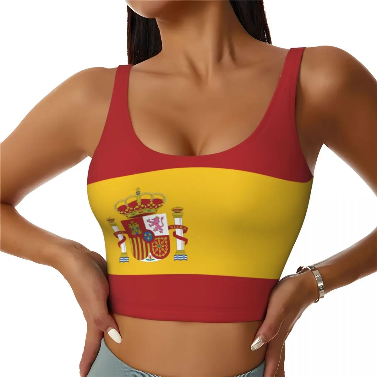 Spanien Flagge Basic Tops Frau – Yoga Fitness Usa Bewertung und Preis