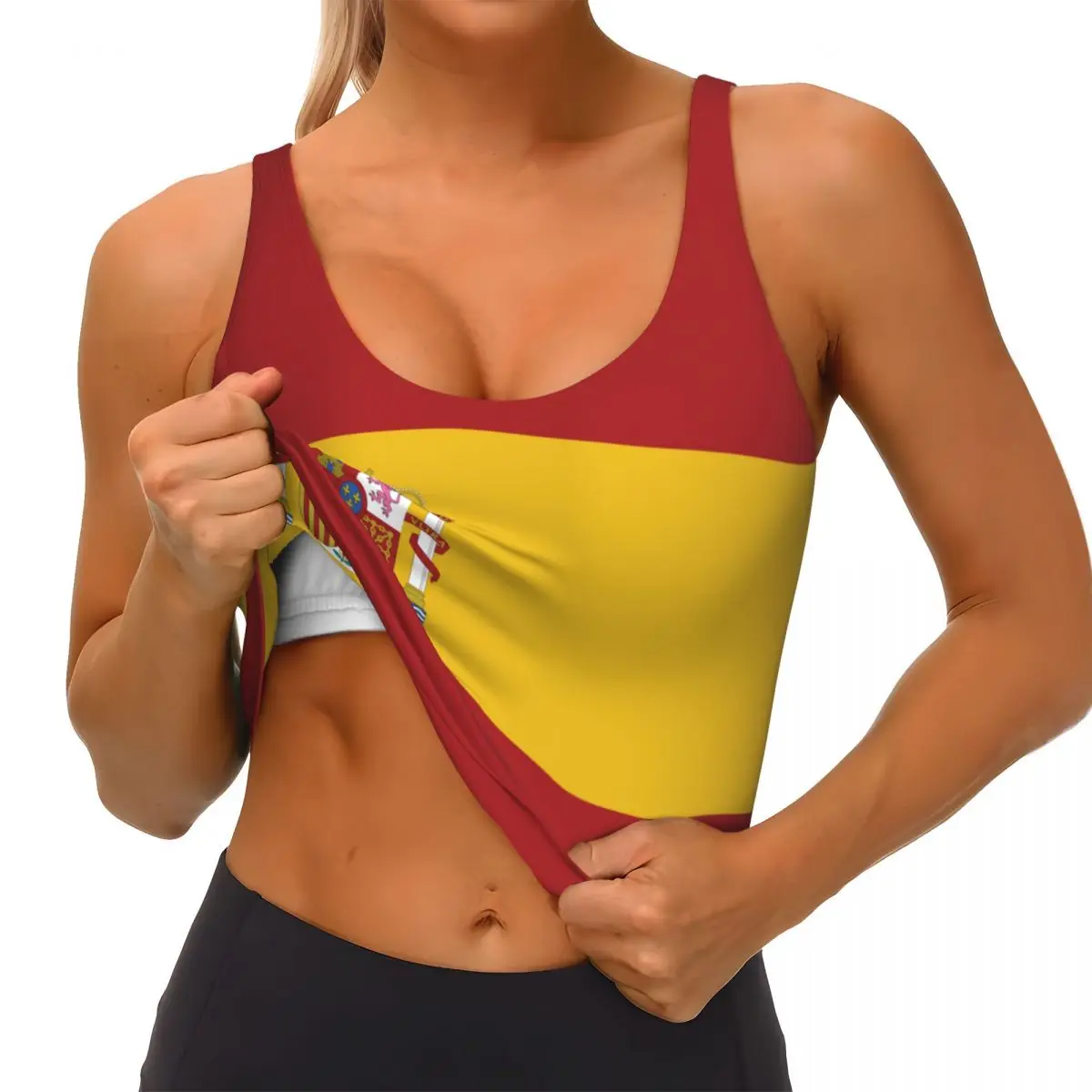 Spanien Flagge Basic Tops Frau – Yoga Fitness Usa Bewertung und Preis